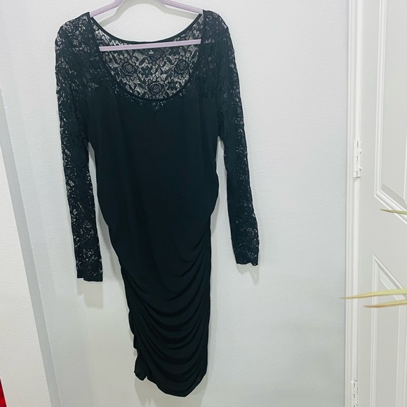 Torrid Womens Plus Size 2X Lace & Ripples Body Con Black Long Sleeve Goth Dress - Picture 13 of 13